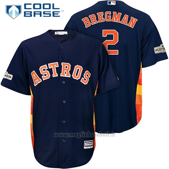 Maglia Baseball Uomo Houston Astros 2017 Postseason Alex Bregman Blu Cool Base